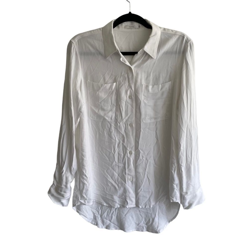 ARITZIA Talula Button Front Long Sleeve Shirt Blouse White S - Picture 1 of 5